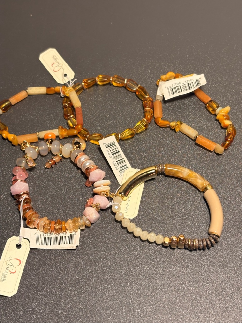 Nakamol Pink & Amber Mixed Bead Bracelet Set